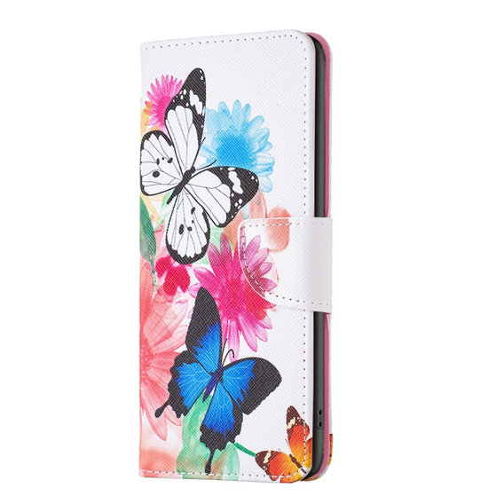 Etui z klapką do Infinix Hot 40i, Wallet, Butterflies białe