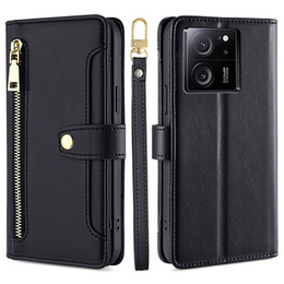 Etui z klapką do Xiaomi 13T / 13T Pro, Wallet Zipper Pocket, czarne