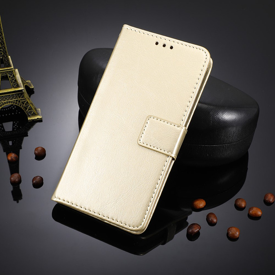 Etui z klapką do Honor Magic 6 Lite 5G, Crazy Horse Wallet, złote