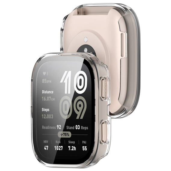 Etui z hartowanym szkłem do Amazfit Bip 6 – pełna ochrona 2w1 - przezroczyste