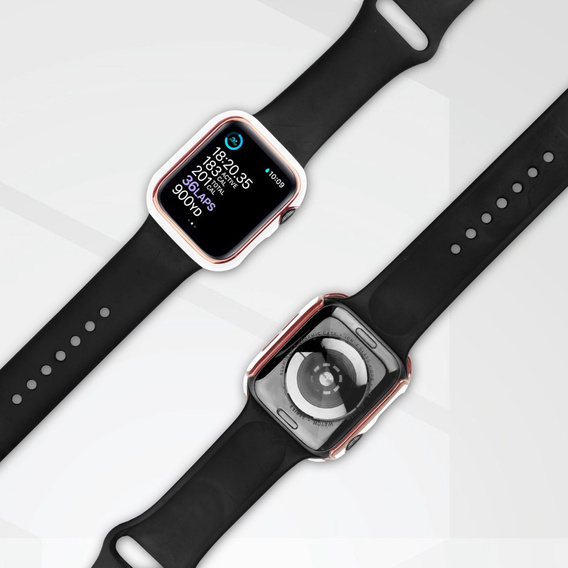 2w1 Etui + Szkło Hartowane do Apple Watch 7/8/9 41mm - Biały / Złoty