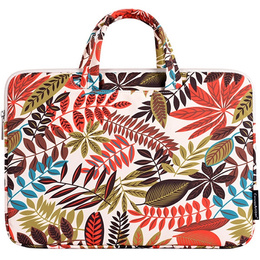 Torba na Laptopa 13" z Motywem Dużych Liści - Beżowa