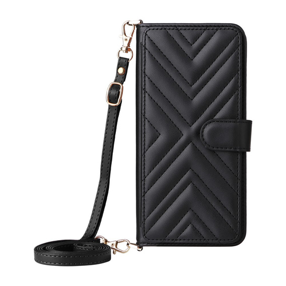 Etui portfelowe z paskiem na ramię do Vivo V50 Lite 5G – Czarny