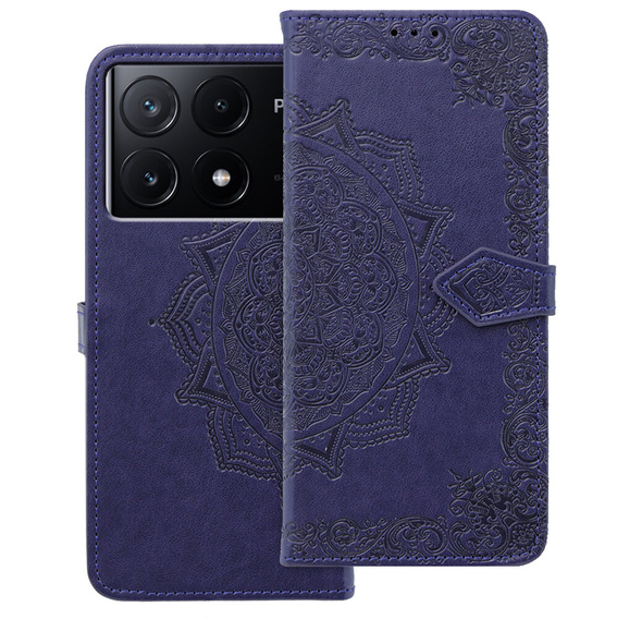 Etui z klapką do Xiaomi Poco X6 Pro 5G, Mandala, fioletowe