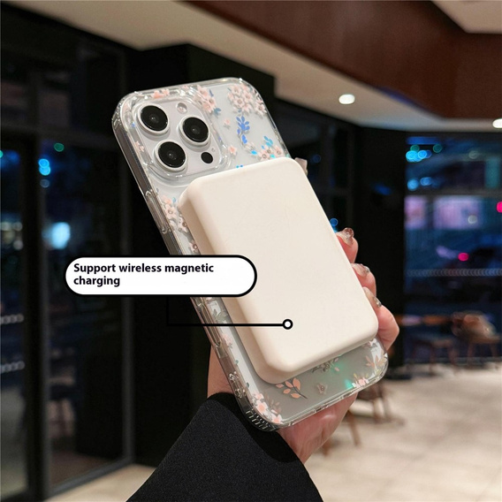 Etui do iPhone 16 Pro, Laser Flower, do MagSafe, Geranium