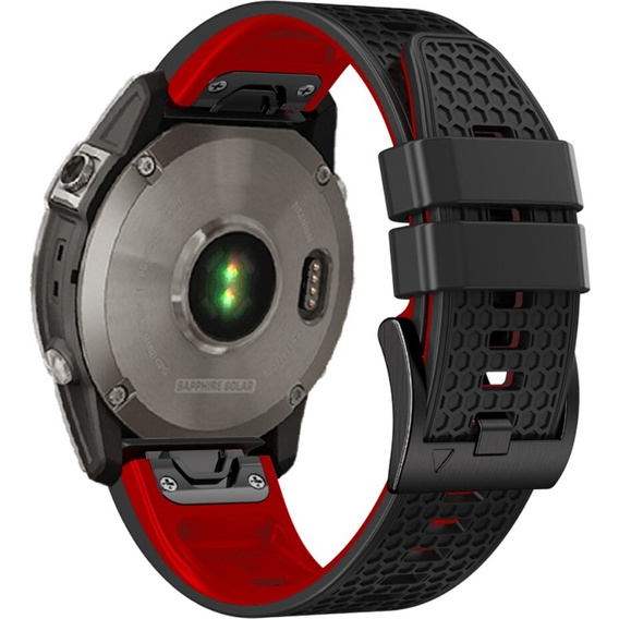 Pasek Silikonowy do Garmin Fenix 5/6/7 Forerunner 965/955/945/935 22mm, Czarny / Czerwony