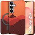 Etui do Samsung Galaxy S25+ Plus, Carbon Fiber MagSafe, pomarańczowe