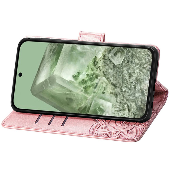 Etui z klapką do Google Pixel 8A, Butterfly, różowe rose gold