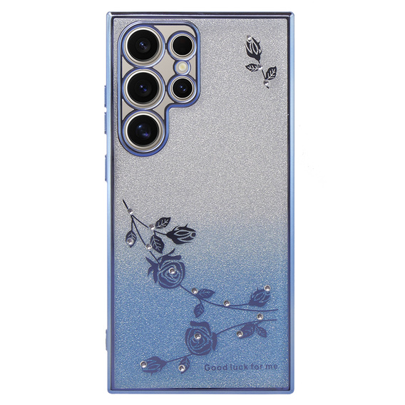 Etui do Samsung Galaxy S24 Ultra, Glitter Flower, niebieskie