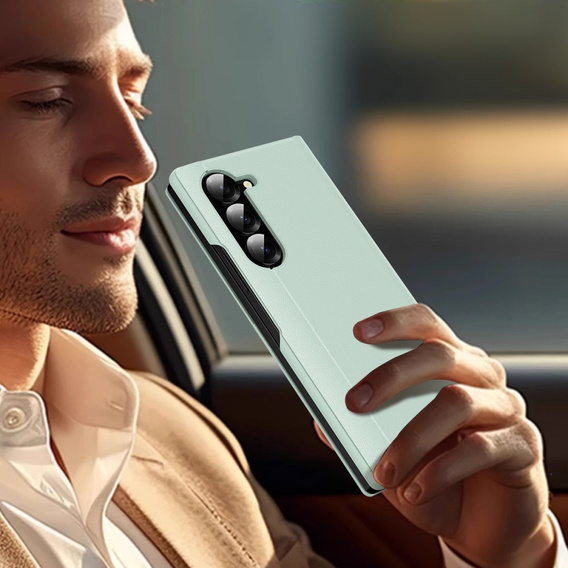 Etui z klapką do Samsung Z Fold6 5G, Smart View Wallet, zielone