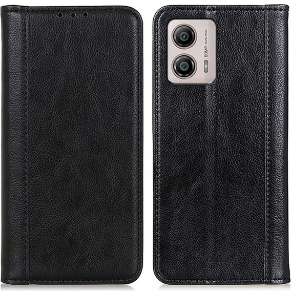 Etui z klapką do Motorola Moto G53 / G23 / G13, Split Leather, czarne