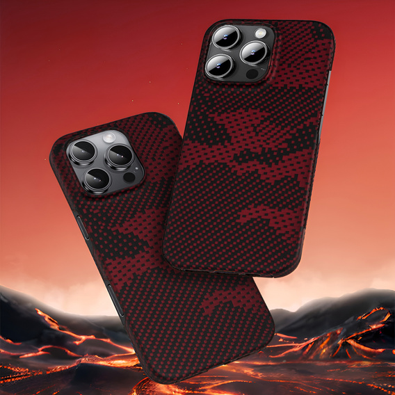 Etui do iPhone 16 Pro, Aramid Fiber MagSafe, czerwone