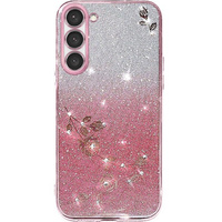 Etui do Samsung Galaxy S23+ Plus, Glitter Flower, różowe rose gold