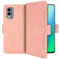 Etui z klapką do Nokia X30 5G, Card Slot, różowe