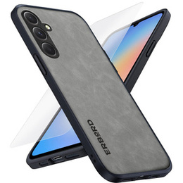 Zestaw Etui do Samsung Galaxy A34 5G, ERBORD Business, z blaszką do uchwytów samochodowych, Jasnoszare + szkło