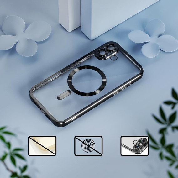Etui do iPhone 16 Plus, Electro MagSafe, czarne + Szkło na ekran