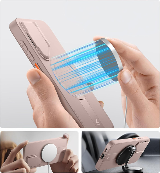Etui do Samsung Galaxy S25, Suritch Shockproof, do MagSafe, różowe