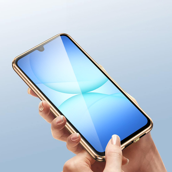 Etui do Samsung Galaxy A17 5G, Magnetic Dual Glass, przezroczyste ze złotymi rantami
