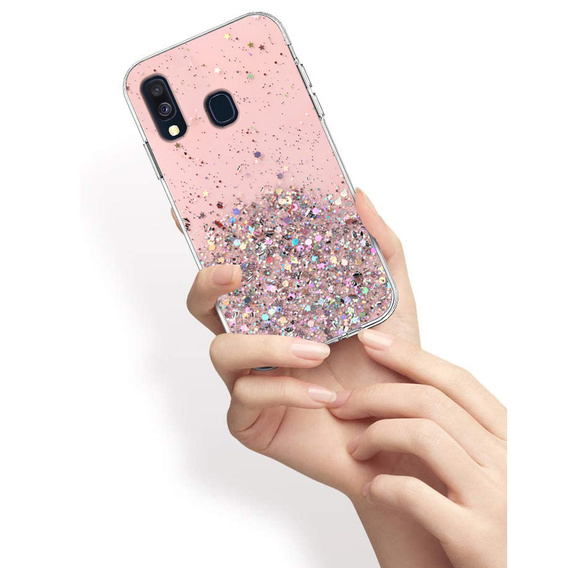 Etui do Samsung Galaxy A40, Glittery, różowe