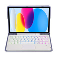 Etui z podświetlaną klawiaturą bluetooth touchpad do iPad 11" 2025 A16 (11 gen.) / iPad 10.9" 2022 (10 gen.), fioletowe