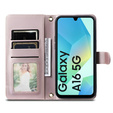 Etui z klapką do Samsung Galaxy A16 / A16 5G, Rhombus Crossbody Leather, różowe rose gold