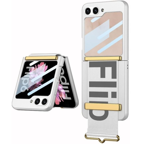 Etui do Samsung Galaxy Z Flip7 FE / Z Flip6, Strap Cover, srebrne