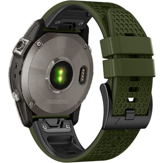 Pasek Silikonowy do Garmin Fenix 5/6/7 Forerunner 965/955/945/935 22mm, Zielony / Czarny