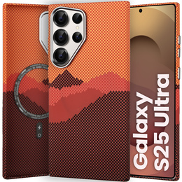 Etui do Samsung Galaxy S25 Ultra, Carbon Fiber MagSafe, pomarańczowe