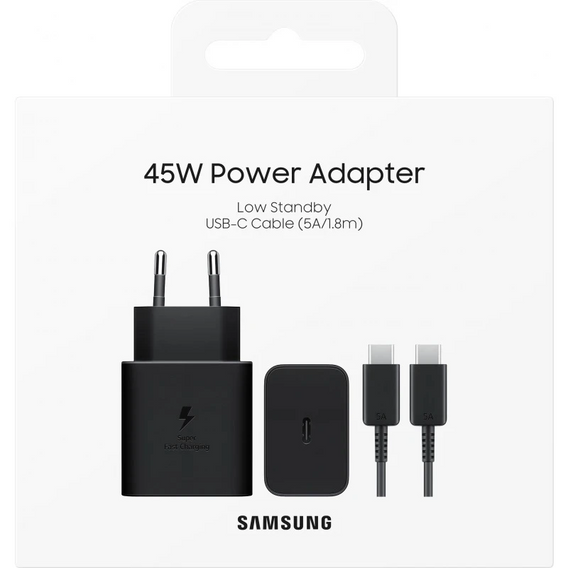 Ładowarka sieciowa Samsung 45W GaN z kablem USB-C, EP-T4511XBEGEU