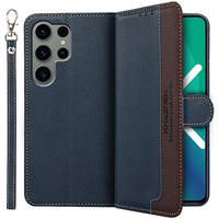 Etui z klapką do Samsung Galaxy S23 Ultra, KHAZNEH RFID, Dual Color, granatowe