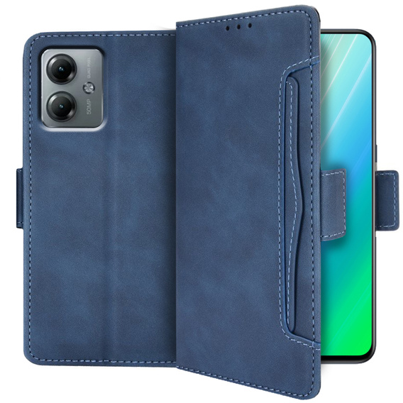 Etui z klapką do Motorola Moto G14, Card Slot, niebieskie