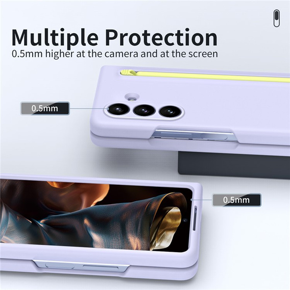Etui ze szkłem i rysikiem do Samsung Galaxy Z Fold7 – fioletowe