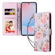 Etui z klapką do Galaxy A56 – motyw różany, ochrona RFID, kieszenie na karty, zdjęcie i banknoty