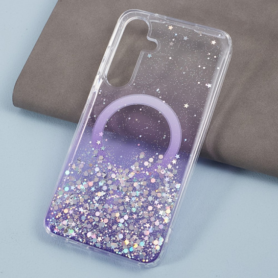 Etui do Samsung Galaxy S24, Glittery, do MagSafe, fioletowe