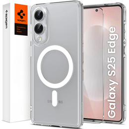 Etui z MagSafe Spigen do Samsung Galaxy S25 Edge, Ultra Hybrid, przezroczyste / białe + Szkło Hartowane 9H