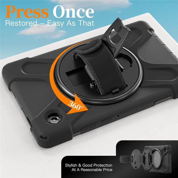 Pancerne etui do Samsung Galaxy Tab A11, z podstawką i paskiem na ramię – czarne