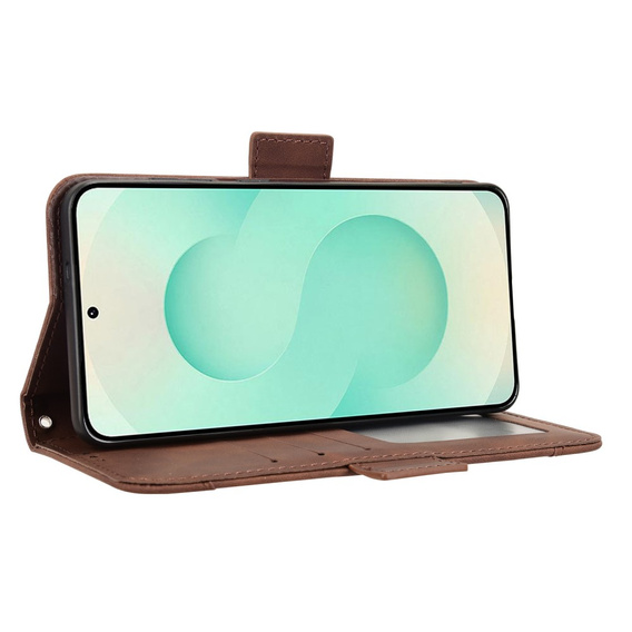 Etui z klapką do Samsung Galaxy S25 Edge, Card Slot, brązowe