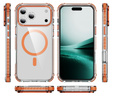 Etui pancerne do iPhone 17 Pro Max, do MagSafe, przezroczyste z pomarańczową ramką