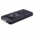 Etui pancerne do Samsung Galaxy S23 FE, Camera Slide Card Slot, czarne + szkło 9H