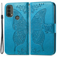 Etui z klapką do Motorola Moto E40/E30/E20, Butterfly, niebieskie