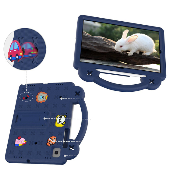 Etui do Samsung Galaxy Tab S6 Lite 10.4" 2020/2022/2024 / Tab A7 2020 T500 / T505 / Tab S6 T860/T865, Cute Patterns, z podstawką, Granatowe
