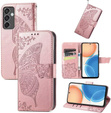 Etui z klapką do Samsung Galaxy S24 FE, Butterfly, różowe rose gold