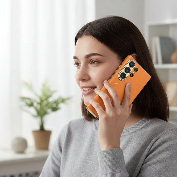 Etui do Samsung Galaxy S26 Ultra, GKK Nickel Ring Leather, pomarańczowe