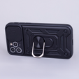 Etui do iPhone 15 Pro Max, pancerne Slide Ring, czarne + szkło 9H