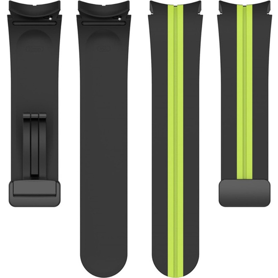 Pasek Silikonowy do Samsung Galaxy Watch 4/5/6/7/FE 40/42/43/44/45/46/47mm, Czarny / Limonkowy