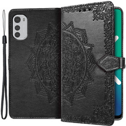 Etui z klapką do Motorola Moto E32 4G, Mandala, czarne