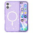Etui do iPhone 17, do MagSafe, brokatowe, półprzezroczyste fioletowe