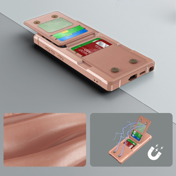 Etui do Samsung Galaxy S25 Ultra, Card Holder Kickstand, różowe