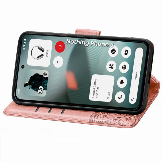 Etui z klapką do Nothing Phone 3 5G, Butterfly, różowe rose gold