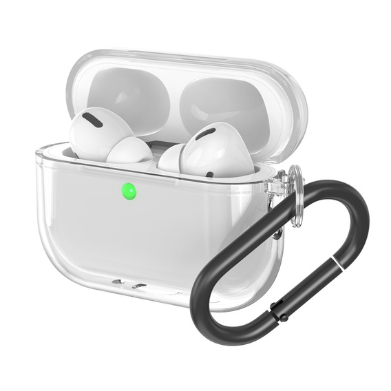 Etui silikonowe do AirPods Pro 3 z karabińczykiem, przezroczyste